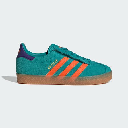 ADIDAS ORIGINALS Gazelle Comfort Closure Elastic Lace Shoes Kids Pure Teal / Impact Orange / Collegiate Purple BABIES