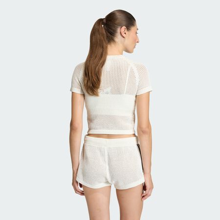 ADIDAS ORIGINALS KNITTED CROCHET CALI TEE Off White WOMEN