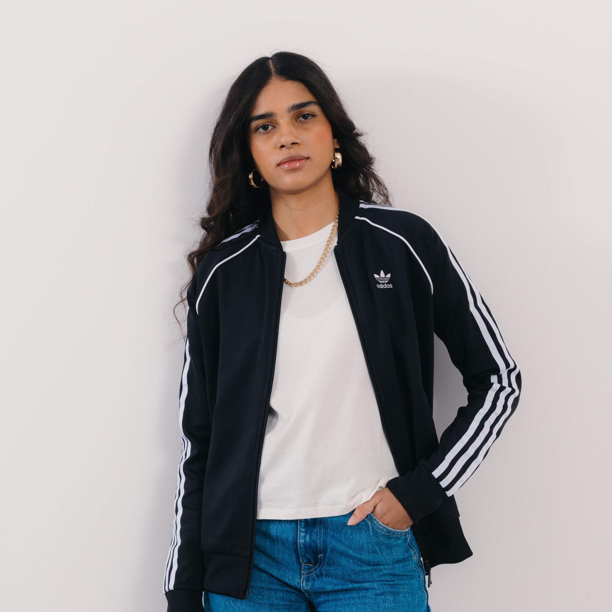 ADIDAS ORIGINALS FZ SUPERSTAR JACKET BLACK WHITE JACKETS WOMEN
