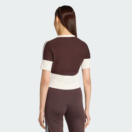 ADIDAS ORIGINALS V-NECK SHIRT WITH BUTTONS Aurora Coffee WOMEN