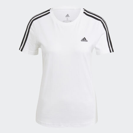 ADIDAS SPORTSWEAR Essentials Slim 3-Stripes Tee White / Black WOMEN