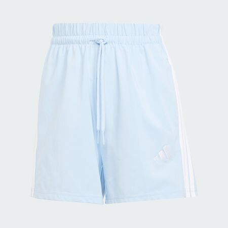 Essentials 3-Stripes Cotton Shorts : Glow Blue / White