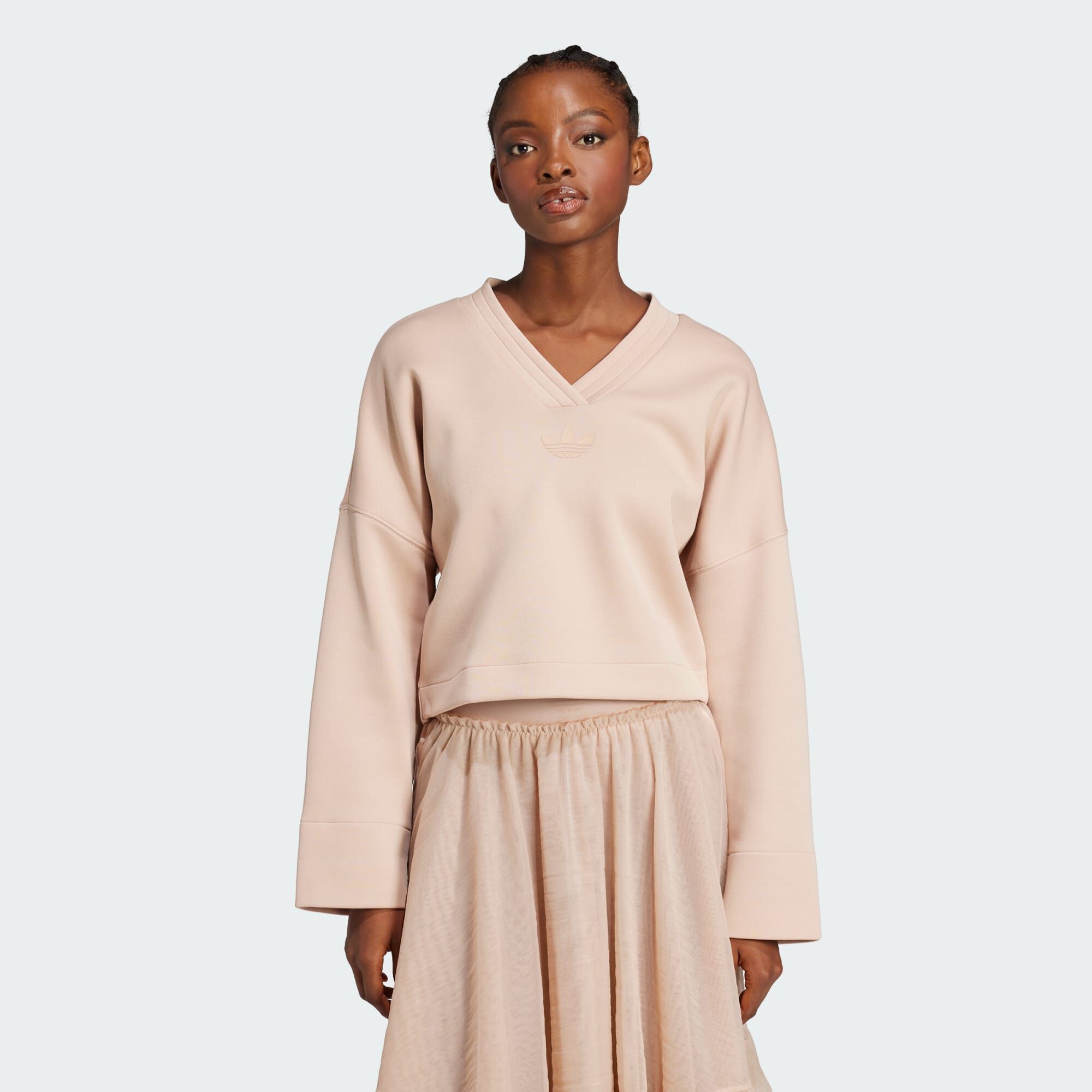 色々な ADIDAS ORIGINALS Pearl Ash Sweatshirt V-Neck Deep マフラー/ショール