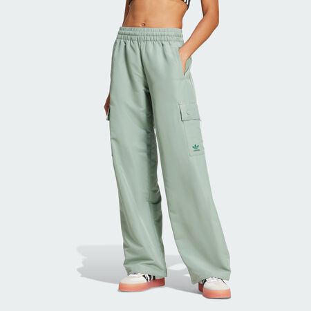 ADIDAS ORIGINALS Essentials Woven Cargo Pants Silver Green WOMEN