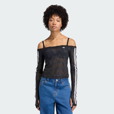 ADIDAS ORIGINALS LACE BARDOT TOP Black WOMEN