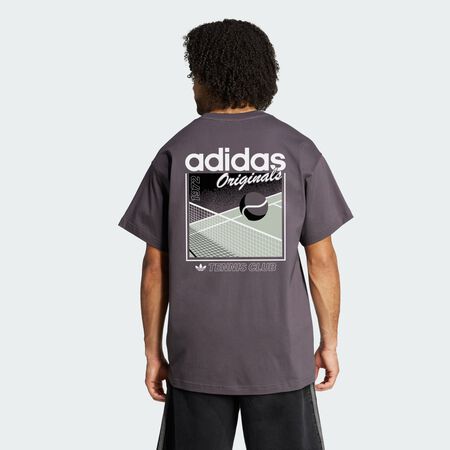 ADIDAS ORIGINALS Tennis Club GFX Oversized Tee Grey Strata MEN