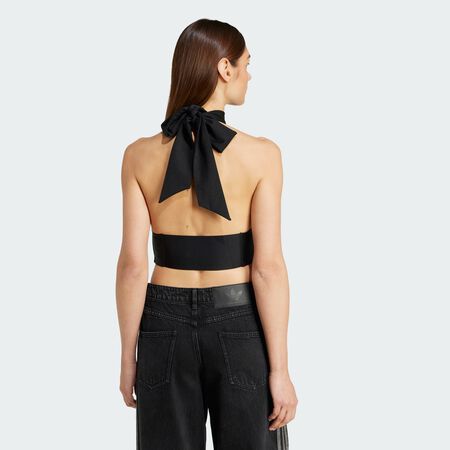 ADIDAS ORIGINALS Tie-Neck Crop Top Black WOMEN