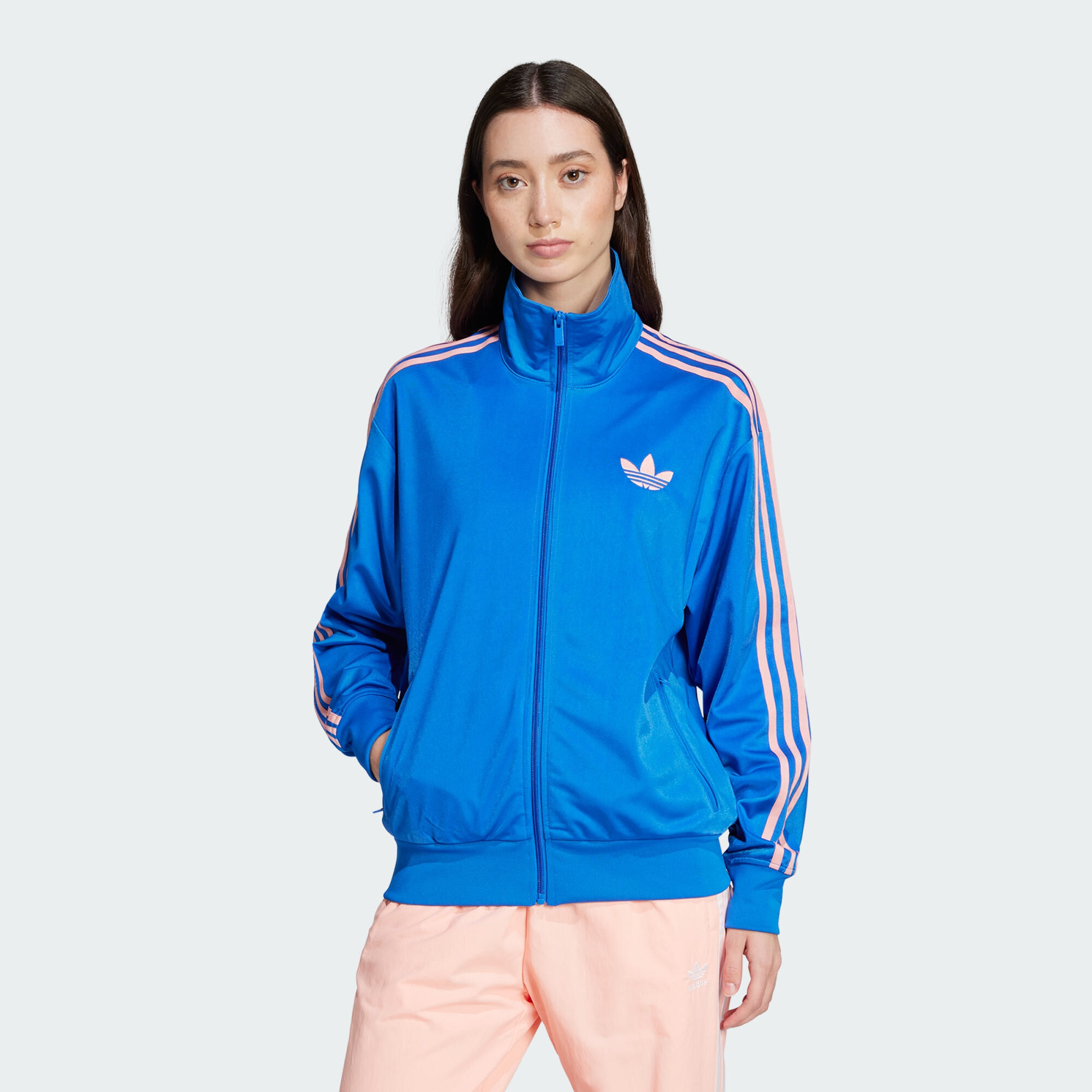 限定セール ADIDAS BLUE/PINK FIREBIRD OVERSIZED FZ JACKET ORIGINALS トップス
