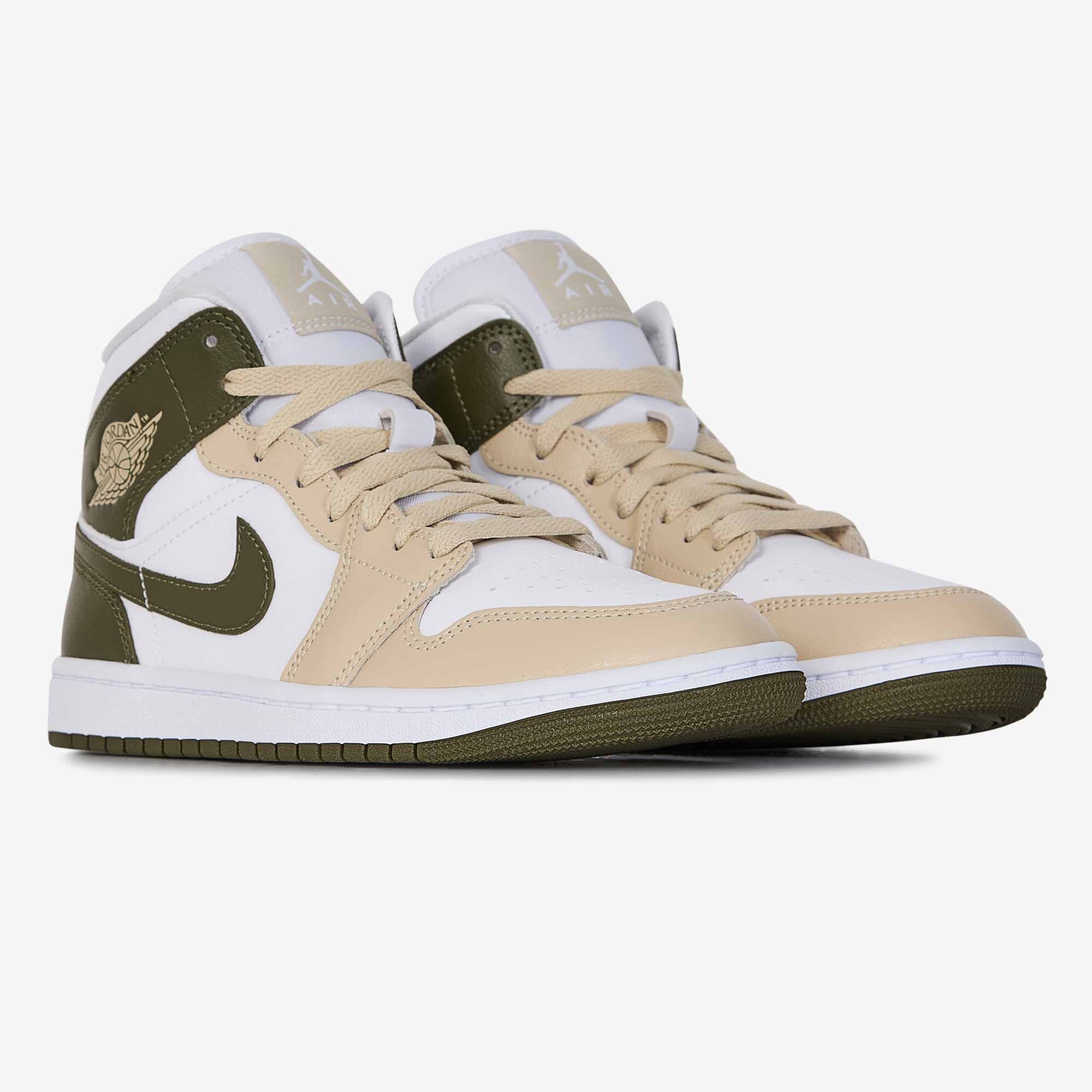 Air Jordan 1 Mid  Blanc/kaki