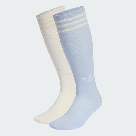 ADIDAS ORIGINALS 3-Stripes Knee Socks 2 Pairs Off White / Crystal Sky UNISEX