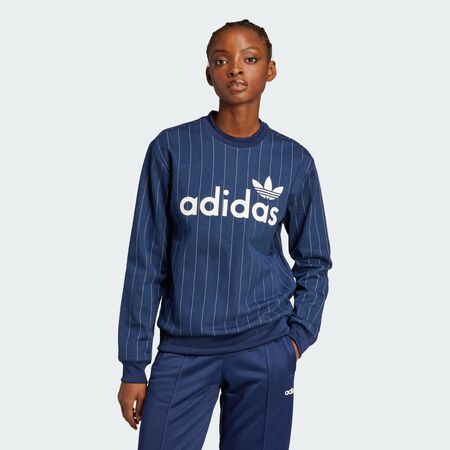 ADIDAS ORIGINALS Pinstripe Graphic Sweatshirt Night Indigo / Off White WOMEN