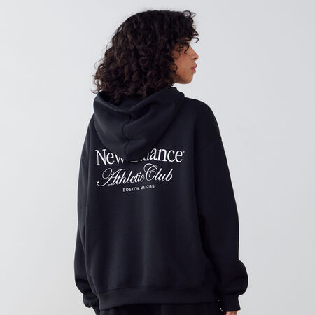 NEW BALANCE HOODIE ATHLETICS CLUB NOIR/BLANC FEMME