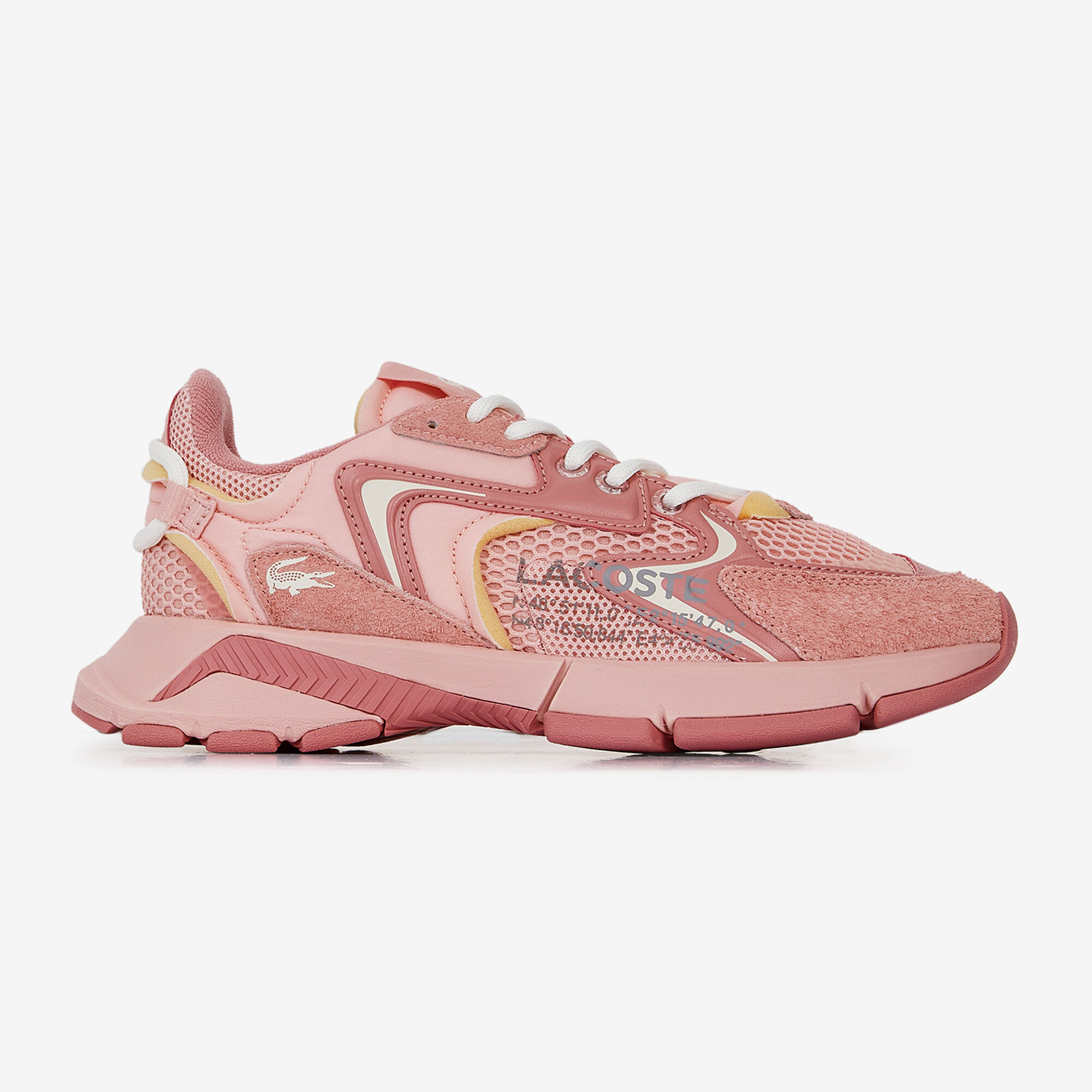 LACOSTE L003 NEO SNEAKERS FEMME ROSE LACETS Courir