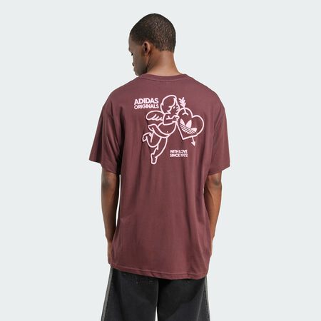 ADIDAS ORIGINALS Cupid and Heart Graphic Oversized Tee Burgundy / Brown MEN