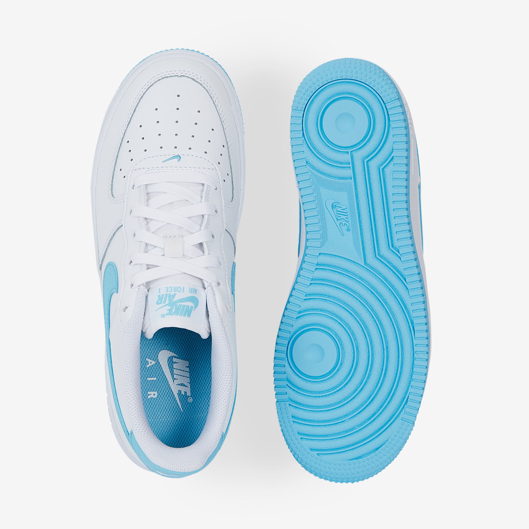 NIKE AIR FORCE 1 LOW SNEAKERS ENFANT BLANC BLEU LACETS Courir