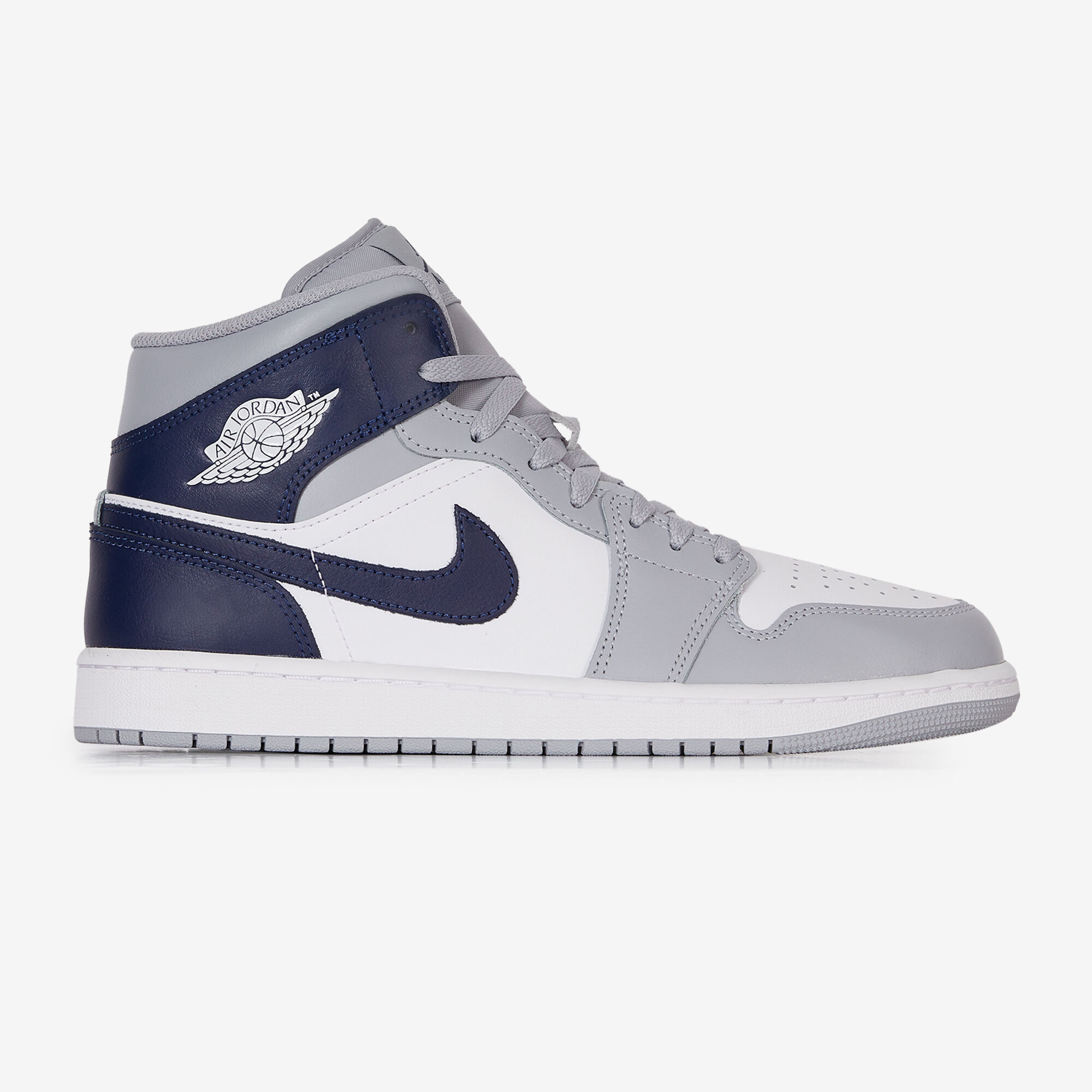 JORDAN AIR JORDAN 1 MID SNEAKERS HOMME BLANC GRIS LACETS Courir