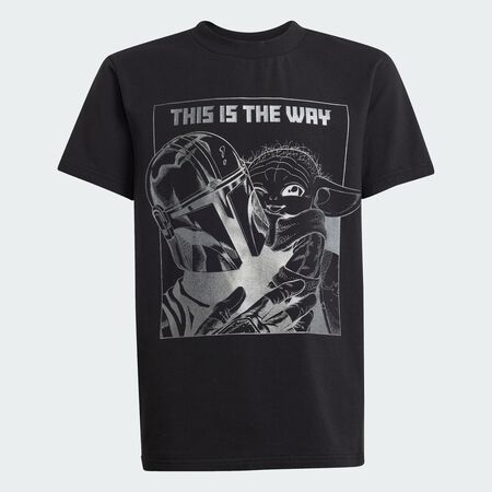 ADIDAS ORIGINALS ADIDAS STAR WARS MANDALORIAN GRAPHIC T-SHIRT Black / Iron Metallic JUNIOR