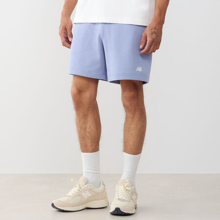 NEW BALANCE SHORT ESSENTIALS SMALL LOGO BLEU/BLANC HOMME