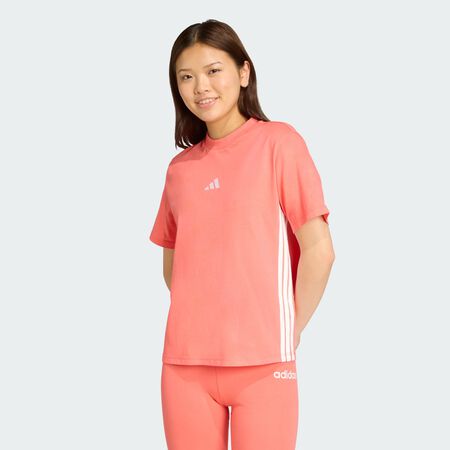 ADIDAS SPORTSWEAR Essentials 3-Stripes Cotton Tee Semi Turbo / White WOMEN
