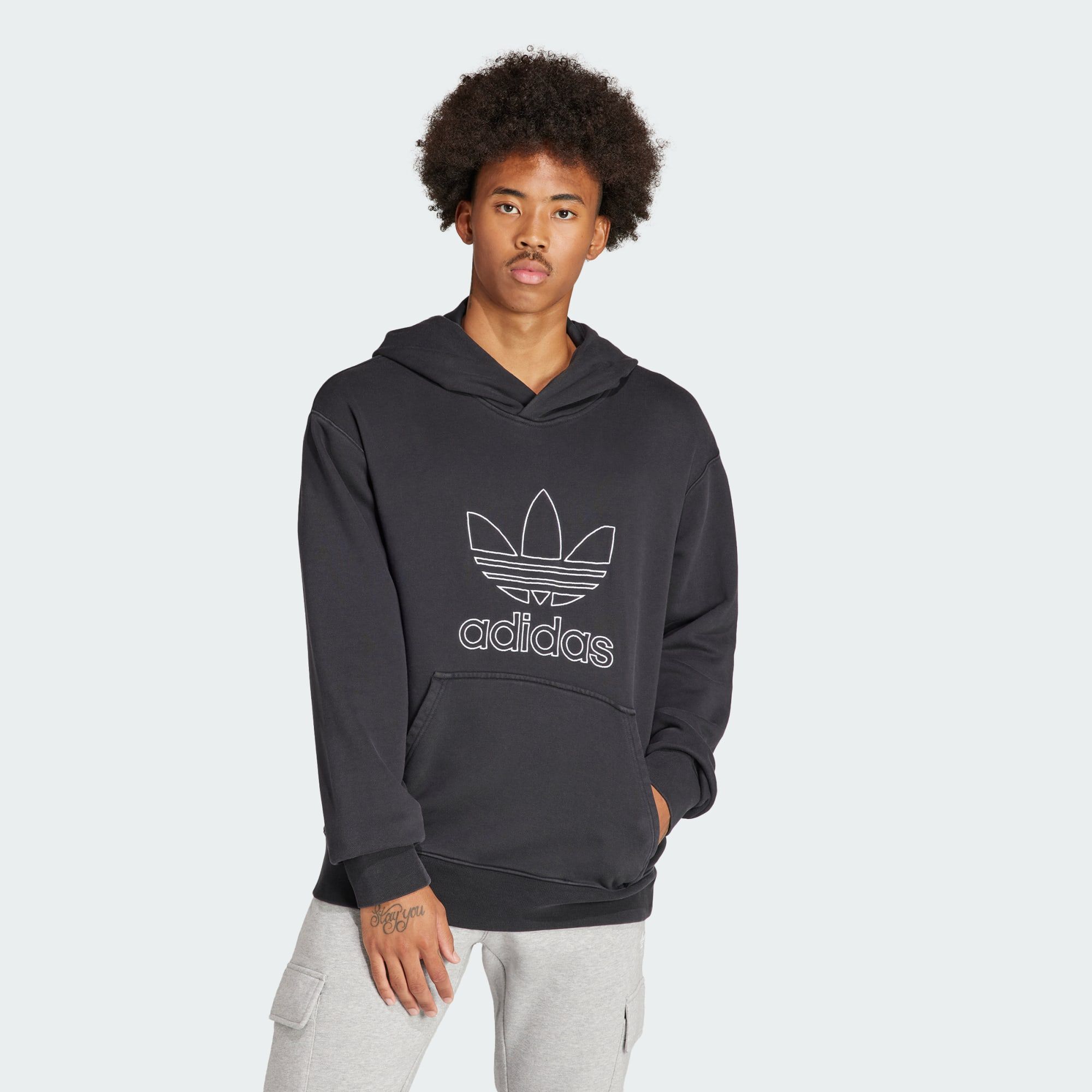 Mens black adidas trefoil hoodie discount