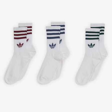 CHAUSSETTES X3 CREW 3 STRIPES : WHITE/RED