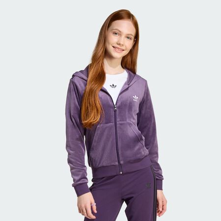 ADIDAS ORIGINALS Sweat-shirt à capuche zippé velours Aurora Plum / White JUNIOR