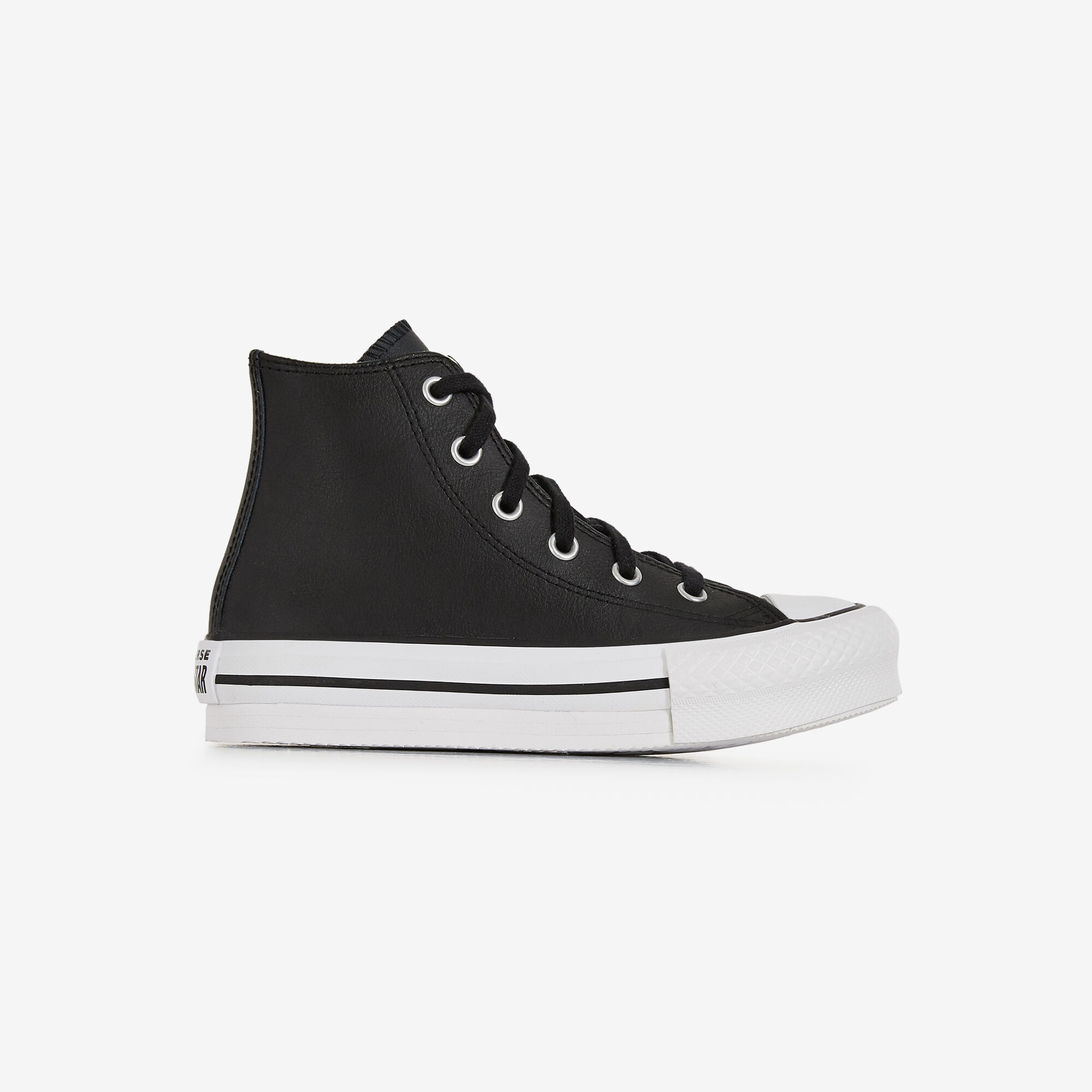CONVERSE CHUCK TAYLOR ALL STAR EVA LIFT HI LEATHE SNEAKERS ENFANT NOIR BLANC LACETS Courir