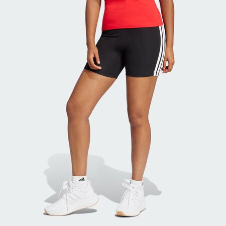 ADIDAS SPORTSWEAR Essentials 3-Stripes High Waisted Biker Shorts Black / White WOMEN
