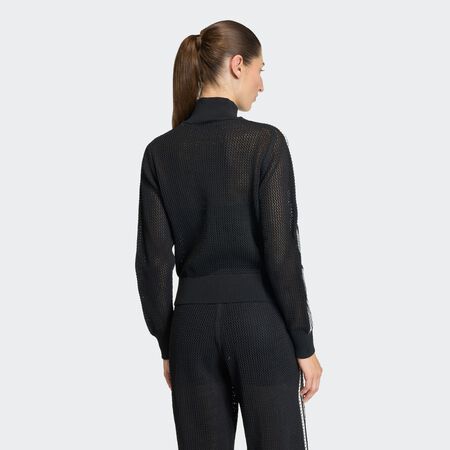 ADIDAS ORIGINALS KNITTED CROCHET FIREBIRD TRACK TOP Black WOMEN