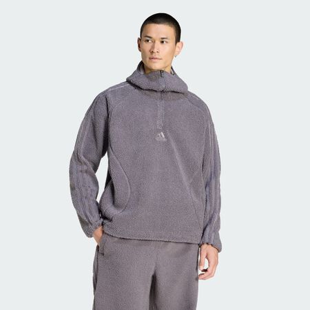 ADIDAS ORIGINALS SWEAT-SHIRT À CAPUCHE EN MOLLETON TEAMGEIST 1/4 ZIP Grey Strata HOMME