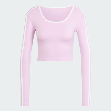 ADIDAS ORIGINALS Adicolor 3-Stripes Long Sleeve Crop Tee Light Orchid WOMEN