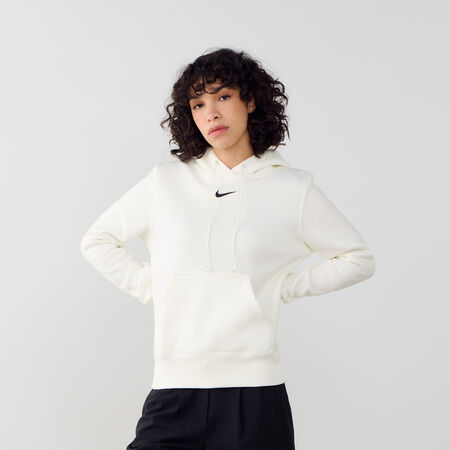 NIKE HOODIE CLUB CENTERED LOGO OFF-WHITE/BLACK WOMEN