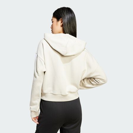 ADIDAS SPORTSWEAR Essentials 3-Stripes French Terry Full-Zip Hoodie Beige / White WOMEN