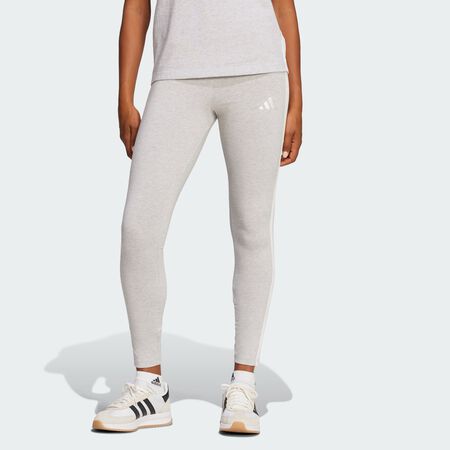 ADIDAS SPORTSWEAR Essentials 3-Stripes Cotton Leggings Light Grey Heather / White WOMEN