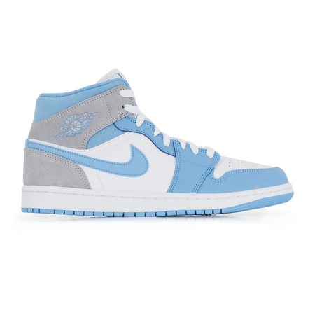 JORDAN AIR JORDAN 1 MID UNIVERSITY BLUE SNEAKERS HOMME BLANC BLEU LACETS Courir