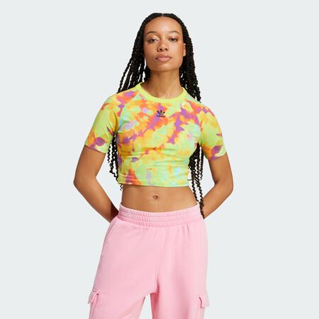 ADIDAS ORIGINALS Tie-Dyed Baby Tee Yellow / Multicolor WOMEN