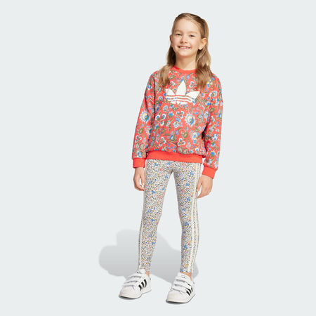 Ensemble Legging et Haut ras-du-cou Adidas Originals X Liberty London Enfants : Semi Lucid Red / Multicolor