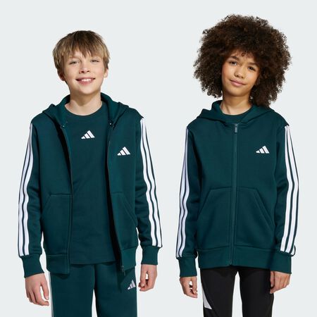 ADIDAS SPORTSWEAR Essentials Full-Zip Hoodie Kids Aurora Ivy / White JUNIOR