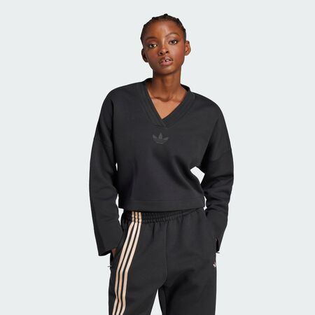 Sweat-shirt à col en V profond : Black