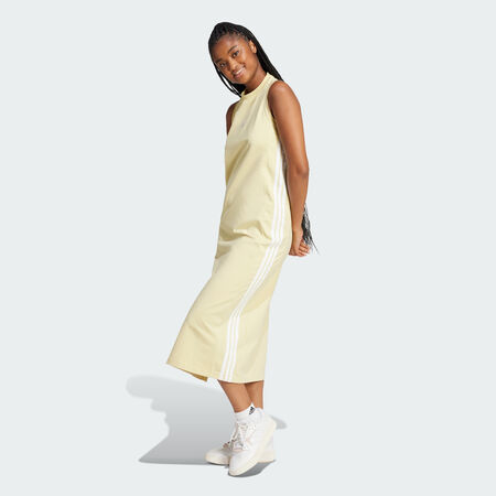 ADIDAS SPORTSWEAR Essentials 3-Stripes Long Racerback Dress Powder Yellow / White WOMEN