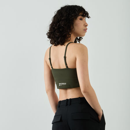 NEW BALANCE TOP CROP BRA SMALL LOGO KAKI WOMEN
