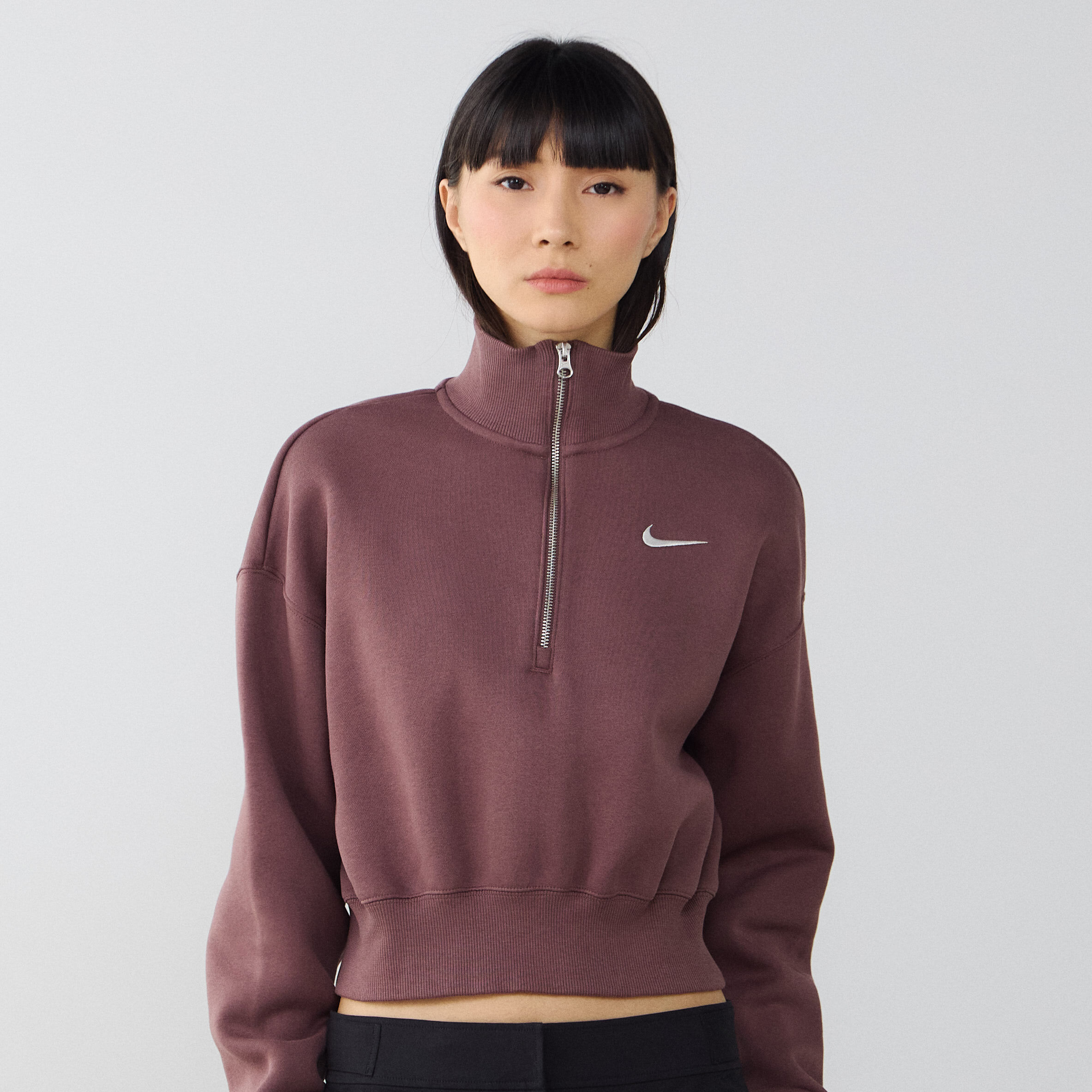 Sweat shirt Nike W NSW PHNX FLC QZ CROP EU - vue 2