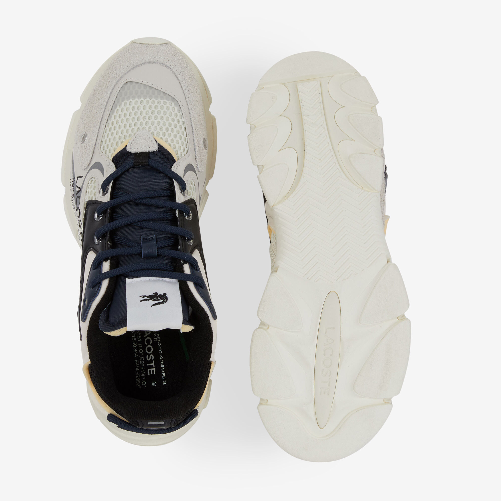 LACOSTE L003 NEO BEIGE NOIR SNEAKERS HOMME LACETS Courir