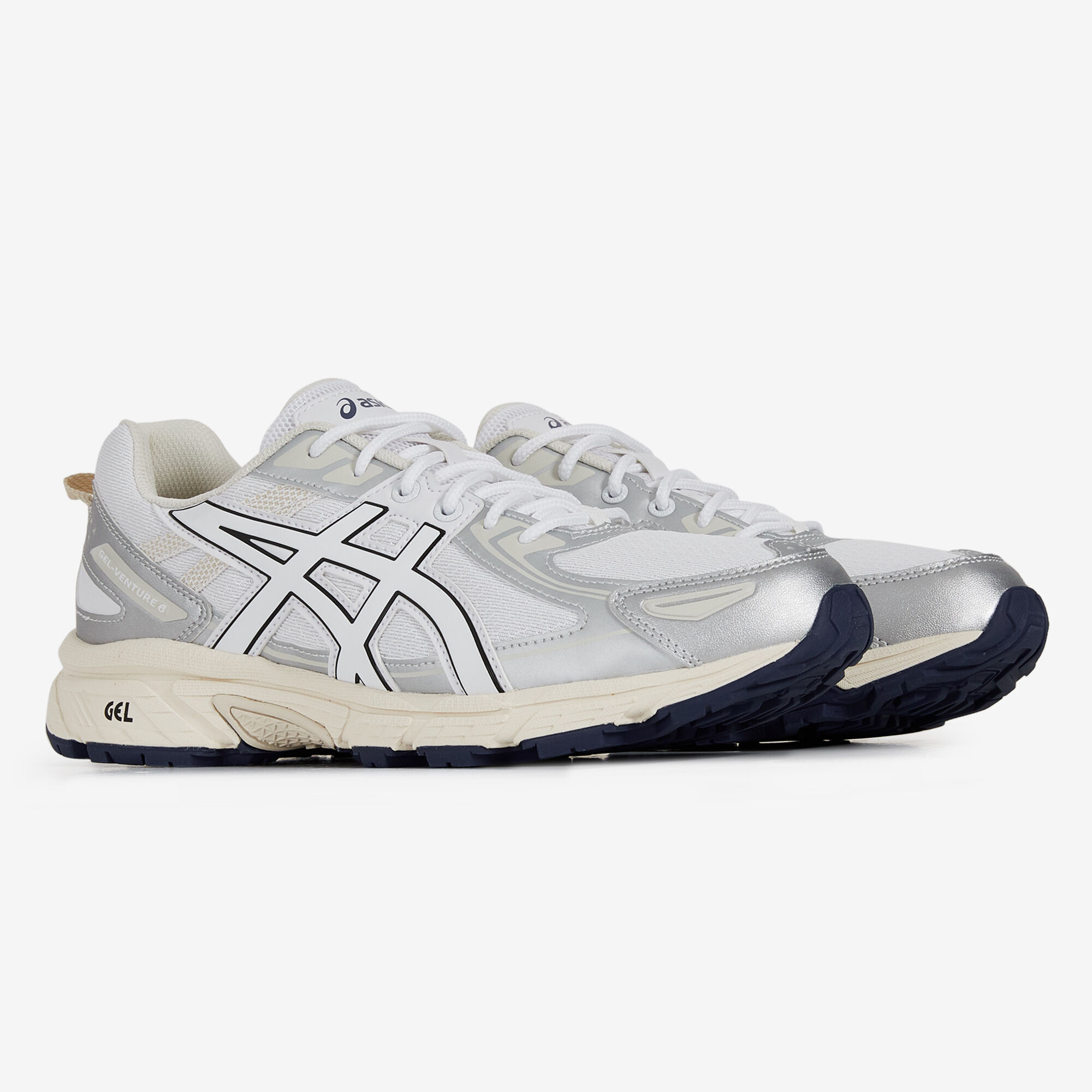 ASICS GEL VENTURE 6 BLANC ARGENT SNEAKERS HOMME Courir