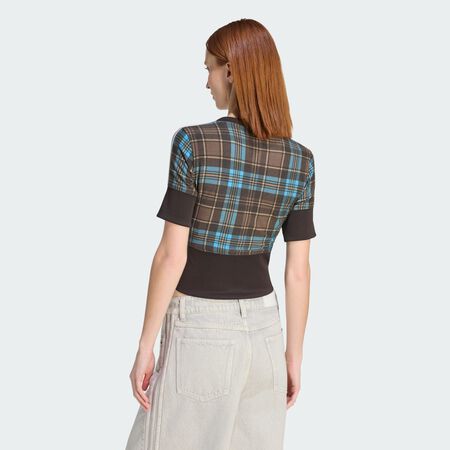 ADIDAS ORIGINALS CHECKED V-NECK SHIRT WITH BUTTONS Multicolor WOMEN