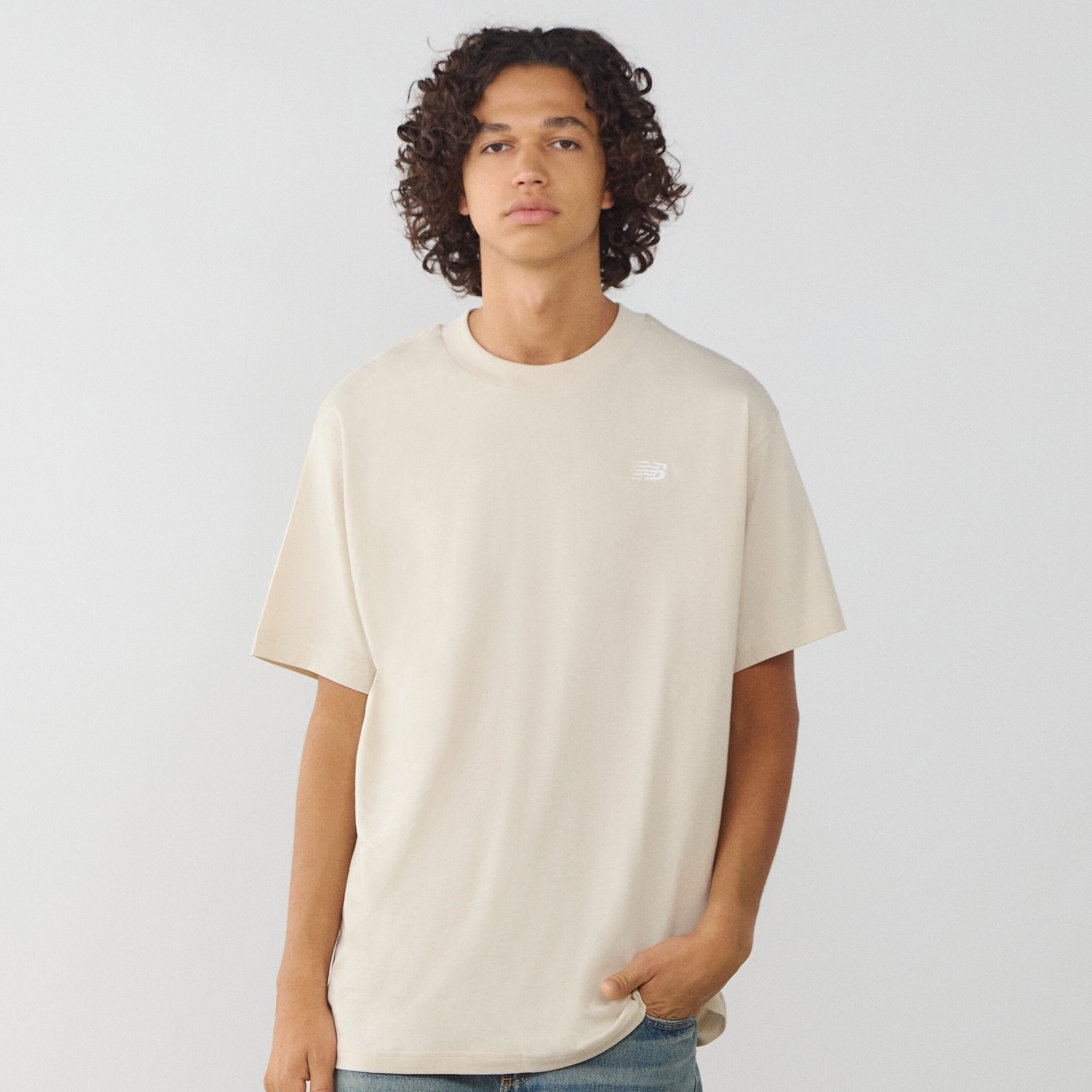 Tee Shirt Small Logo Essentials  Beige/blanc