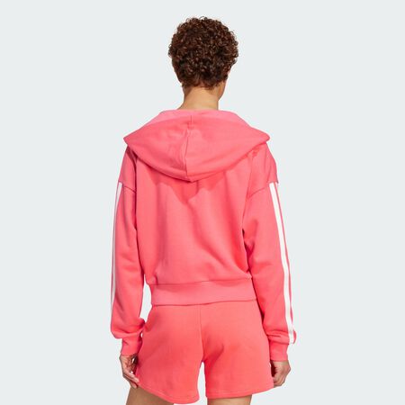 ADIDAS SPORTSWEAR Essentials 3-Stripes French Terry Full-Zip Hoodie Semi Turbo / White WOMEN