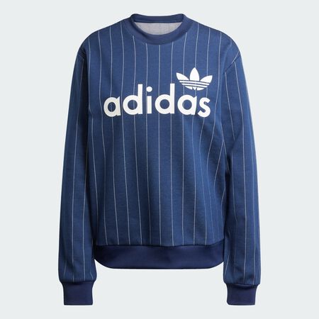 ADIDAS ORIGINALS Pinstripe Graphic Sweatshirt Night Indigo / Off White WOMEN