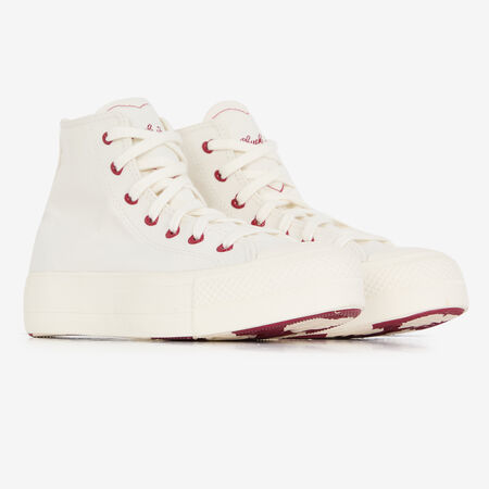 CONVERSE CHUCK TAYLOR LIFT HI WHITE/RED WOMEN