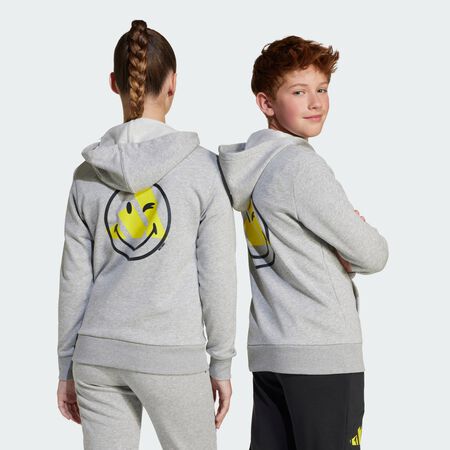 ADIDAS SPORTSWEAR adidas x Smileyworld Hoodie Kids Medium Grey Heather / Bright Yellow JUNIOR